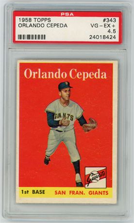 1958 Topps #343 Orlando Cepeda RC PSA 4.5 VGEX+