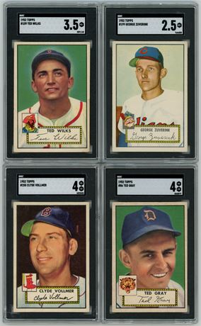 1952 Topps Baseball SGC Graded Lot (4) w/ Zuverink, Wilks, Gray, and Vollmer