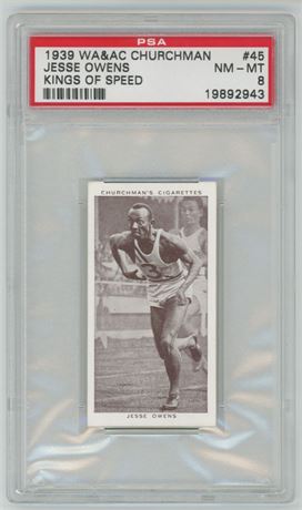 1939 WA&AC Churchman Kings of Speed #45 Jesse Owens PSA 8 NMMT