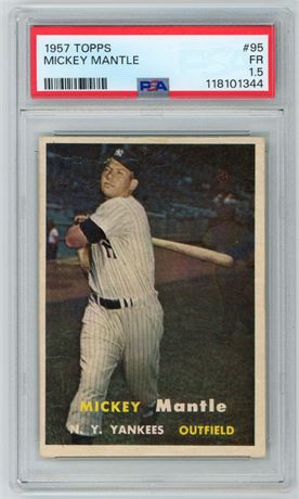 1957 Topps #95 Mickey Mantle PSA 1.5 FAIR