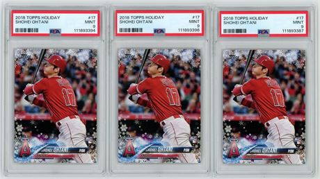 2018 Topps Holiday #17 Shohei Ohtani RC Lot (3) All PSA 9 MINT