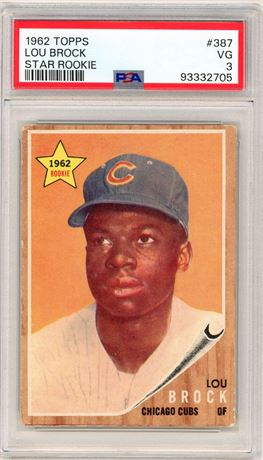 1962 Topps #387 Lou Brock Star Rookie PSA 3 VG