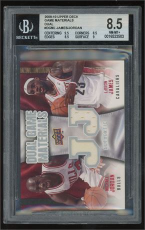2009 Upper Deck Michael Jordan / Lebron James Dual Game Materials BGS 8.5 NMMT+