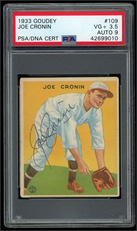 1933 Goudey #109 Joe Cronin Auto PSA 3.5 VG+ Auto 9