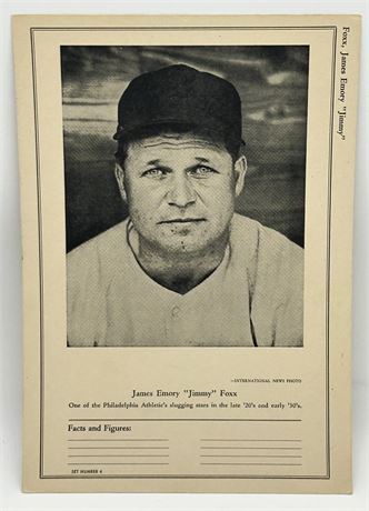1946-49 W603 Sports Exchange Jimmy Foxx