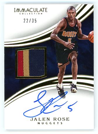 2015 Panini Immaculate Jalen Rose Game Worn 3 Color Patch 22/35 On Card Auto
