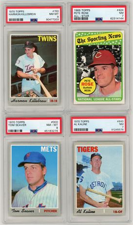 1969-70 Topps PSA High Grade Lot (4) w/ Rose, Killebrew, Seaver, and Kaline