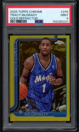 2025 Topps Chrome #245 Tracy McGrady Gold Refractor 27/50 PSA 9