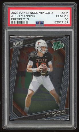 2023 Panini NSCC VIP Gold Arch Manning Rated Prospects PSA 10 GEM MINT