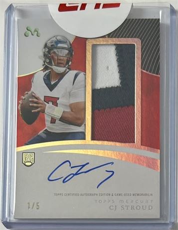 2024 Topps Finest 1/5 CJ Stroud RC Mercury Auto Patch Relic Red