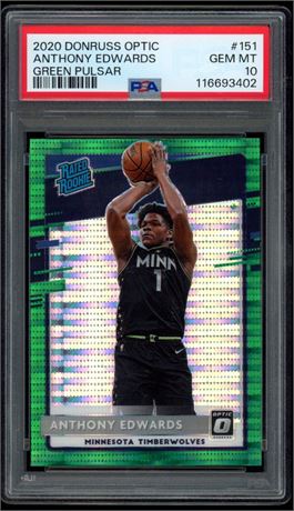 2020 Donruss Optic #151 Anthony Edwards Green Pulsar Rated Rookie RC PSA 10