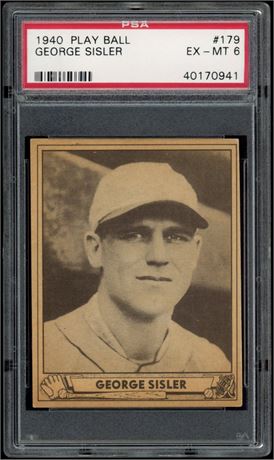 1940 Play Ball #179 George Sisler PSA 6 EXMT