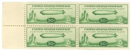 1933 Scott #C18 50 Cents Baby Zeppelins Airmail Block of 4