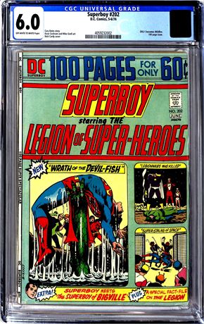 Superboy #202 D.C. Comics (1974) CGC 6.0 ERG-1 becomes Wildfire 100 Page Issue