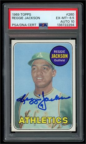 1969 Topps #260 Reggie Jackson RC PSA 6.5 Auto 10