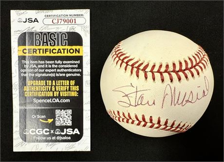 Stan Musial Signed Official Major League Baseball JSA Some Toning and Fading