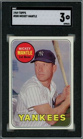 1969 Topps #500 Mickey Mantle Last Name Yellow SGC 3 VG