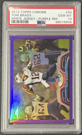 2013 Topps Chrome #50 Tom Brady White Jersey-Purple Refractor 268/499 PSA 10