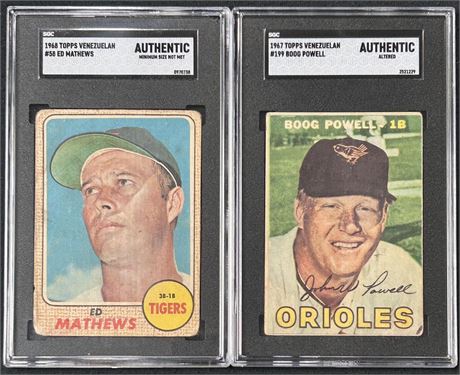 1967-68 Topps Venezuelan SGC Graded Star Lot (2) w/ E. Mathews & B. Powell