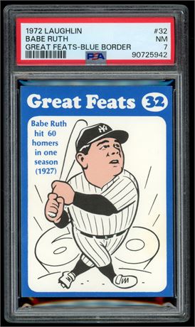 1972 Laughlin #32 Babe Ruth Great Feats-Blue Border PSA 7 NM