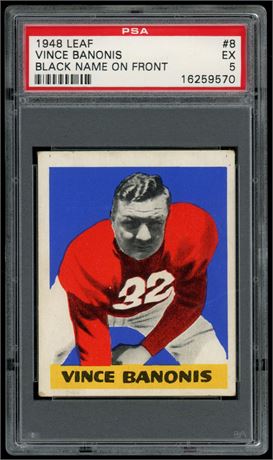 1948 Leaf #8 Vince Banonis Black Name On Front PSA 5 EX