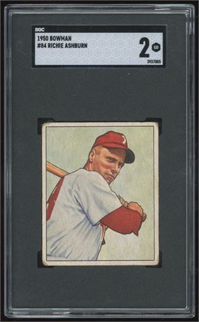 1950 Bowman #84 Richie Ashburn SGC 2 GOOD