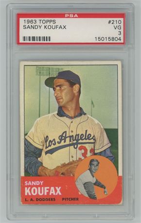 1963 Topps #210 Sandy Koufax PSA 3 VG