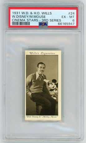 1931 WD & HO Willis Cinema Stars #24 Walt Disney & Mickey Mouse RC PSA 6 EXMT
