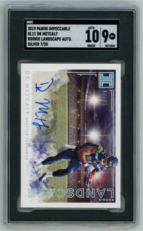2019 Panini Impeccable DK Metcalf RC Landscape Auto Silver 7/25 SGC 9 Auto 10
