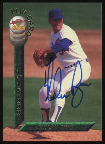 1994 Signature Rookies Nolan Ryan Flip Card 355/1000 On Card Auto