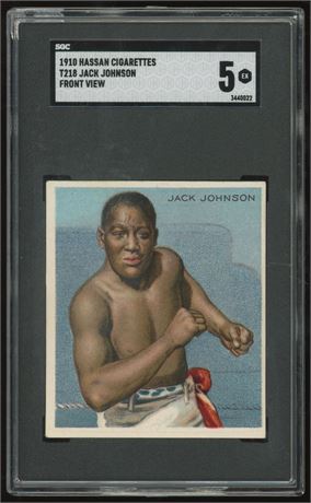 1910 T218 Hassan Champions Jack Johnson Front View SGC 5 EX