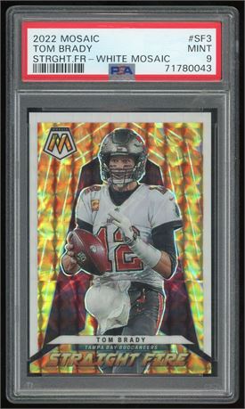 2022 Mosaic Tom Brady Straight Fire White Mosaic 5/25 PSA 9 MINT