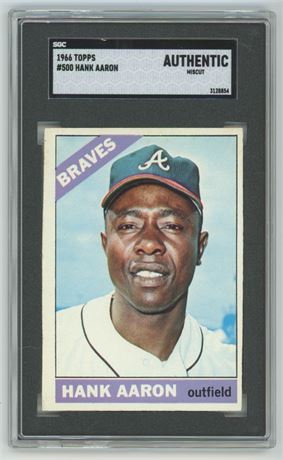 1966 Topps #500 Hank Aaron SGC Authentic Miscut