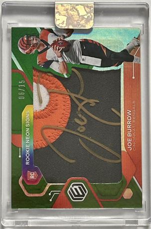 2020 Panini Elements Joe Burrow Rookie Neon Signs RPA 6/15 Gold On Card Auto