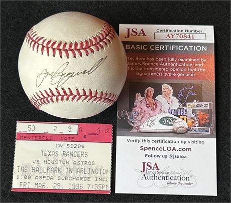 Jeff Bagwell Autographed Rawlings Official Leage Baseball JSA