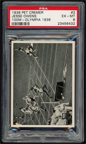 1936 Pet Cremer #2 Jesse Owens 100M-Olympia 1936 PSA 6