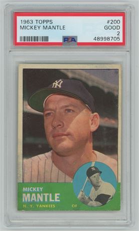 1963 Topps #200 Mickey Mantle PSA 2 GOOD