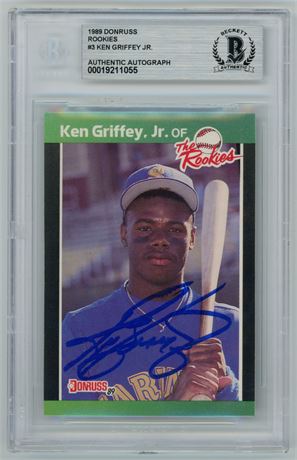 1989 Donruss #3 Ken Griffey Jr The Rookies Beckett Authentic Auto