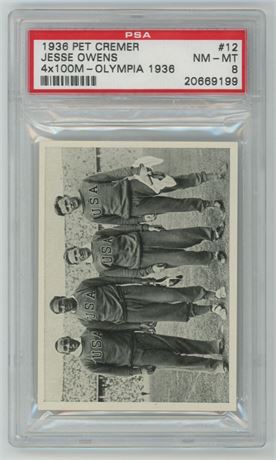 1936 Pet Cremer #12 4x100 M Olympia 1936 Jesse Owens PSA 8 NMMT Pop 4, 0 Higher