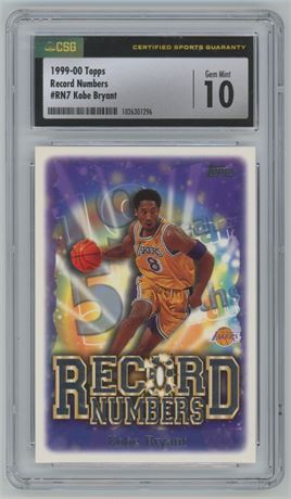 1999-00 Topps Record Numbers Kobe Bryant CSG 10 GEM MINT