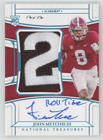 2022 National Treasures John Metchie III RC Patch On-Card Auto "Roll Tide" 1/1
