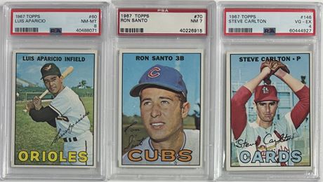 1967 Topps PSA Graded Lot (3) w/ Santo, Carlton, and Aparicio
