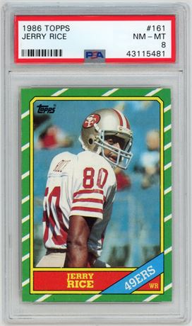 1986 Topps #161 Jerry Rice RC PSA 8 NMMT