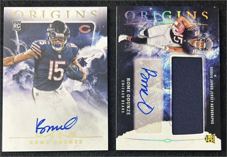 2024 Panini Origins Rome Odunze Autograph Lot (2) w/ Jumbo RPA and On-Card Auto