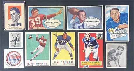 1949-1959 Bowman/Topps/ Wheaties Football Stars Lot (10) Low Grade to EX
