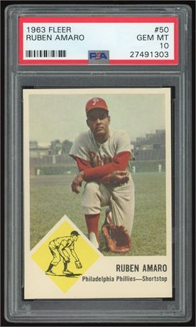 1963 Fleer #50 Ruben Amaro PSA 10 GEM MINT POP 3