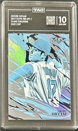 2019 Topps Fire Flame Throwers Shohei Ohtani Blue Chip TAG 10 GEM MINT