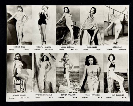 1960 F.P.F LTD Greetings Film Stars Bathing Suits, Panel w/ Marilyn Monroe