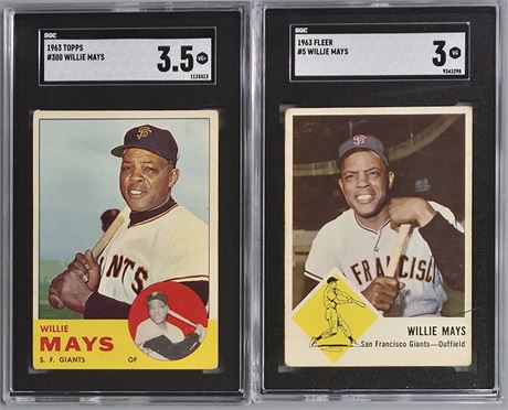 1963 Topps/Fleer Willie Mays SGC Graded Lot (2)