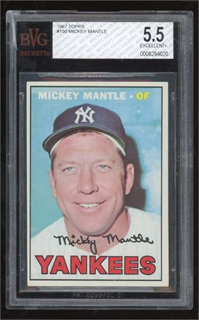 1967 Topps #150 Mickey Mantle BVG 5.5 EX+